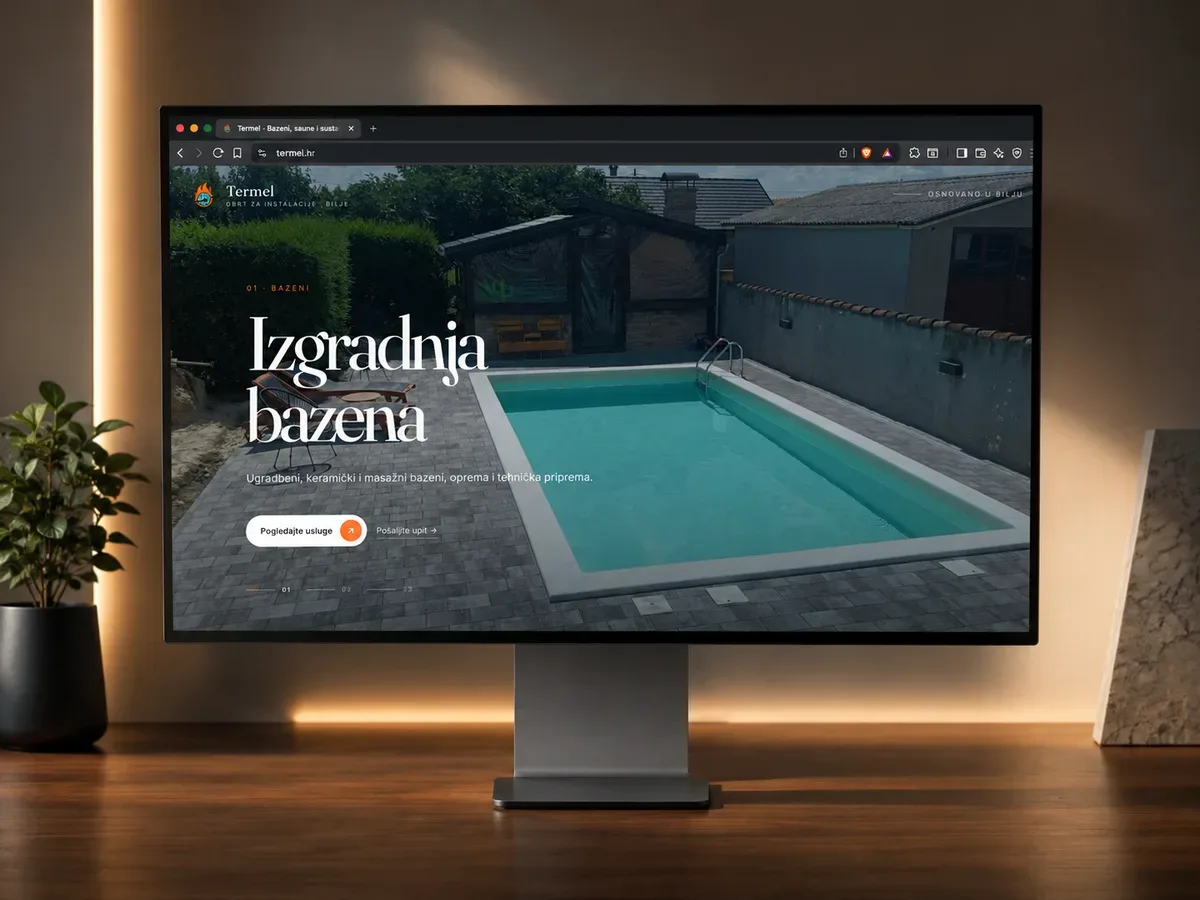 Termel – web design and development for a pool, sauna and water systems installation business